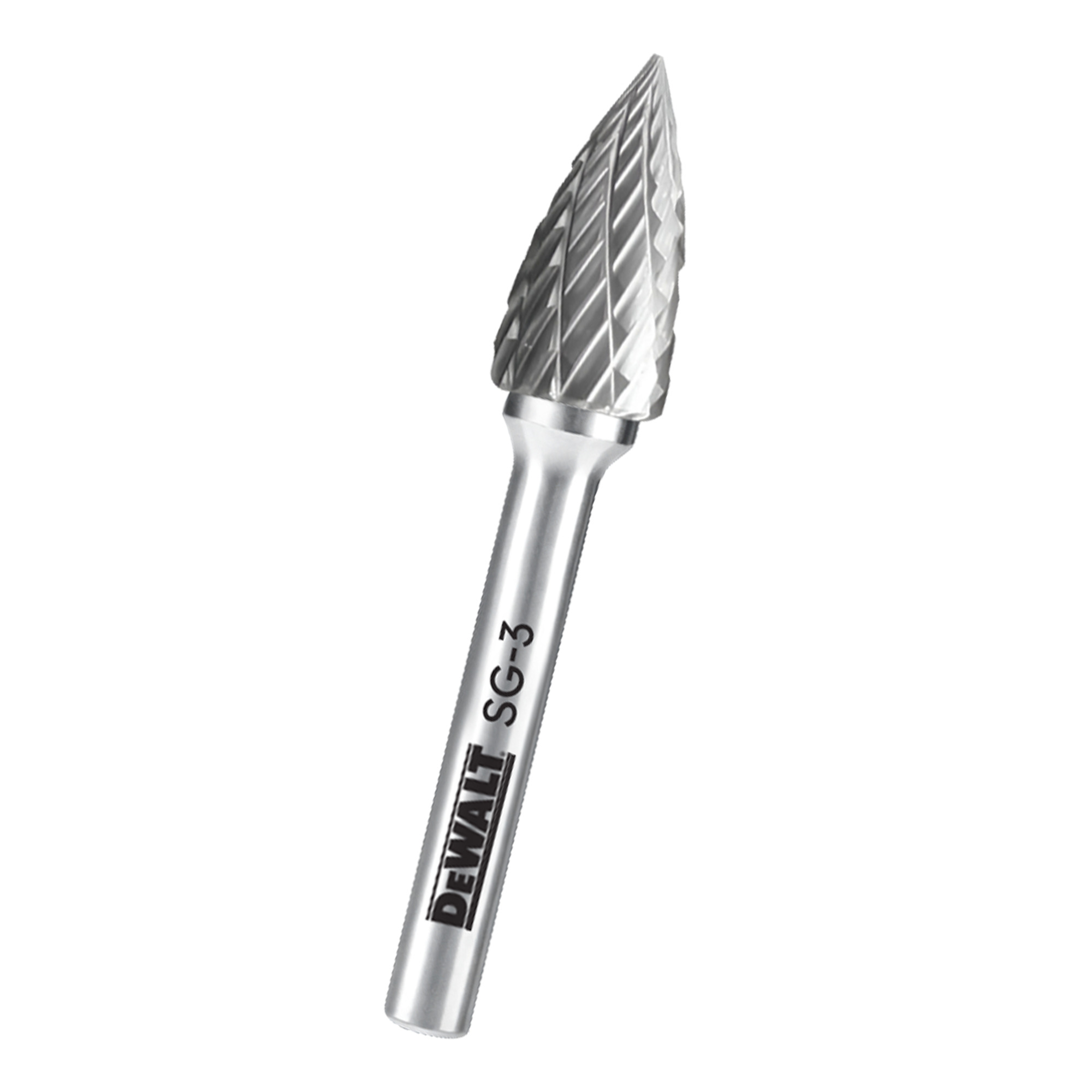 DeWalt Carbide Burr — Single, SG-3 Size, C10 Tungsten Carbide, Double-Cut Teeth, Model# DXCBTJSG3